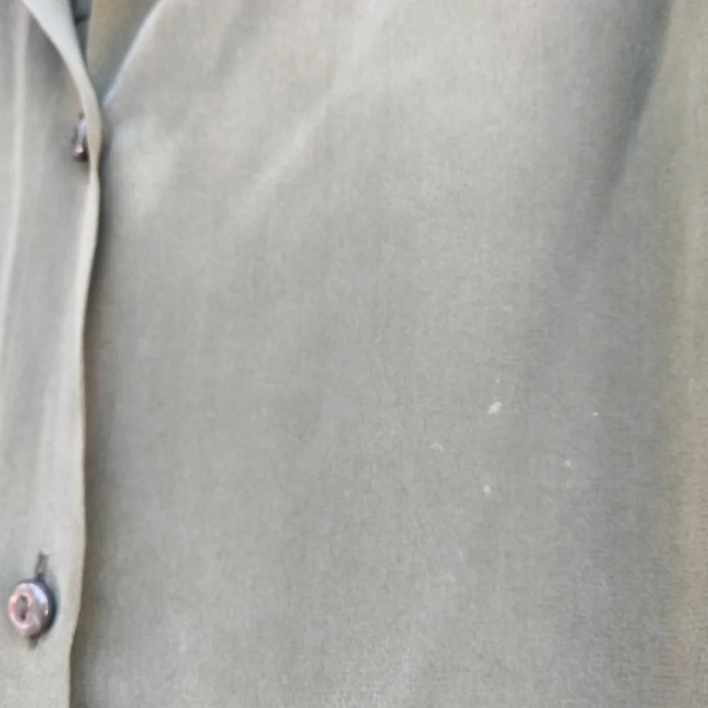 VTG Lorenzini Made In Italy Long Sleeve Button Down Green Silk Shirt Women's M/L